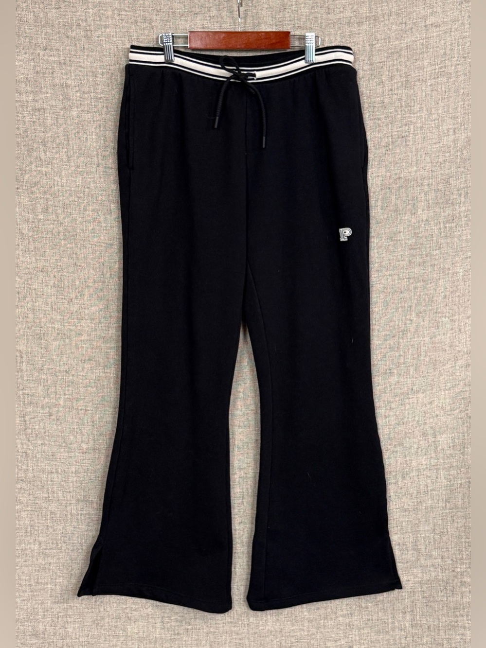 Victoria's Secret PINK Black Varsity Kick Flare Drawstring Waist Sweatpants
